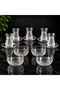 16 Piece Tea Set 4 Glass Bowls + 6 Cups + 6 Saucers Gold - Silver Gilded Magnolia Dessert Snack Breakfast Set