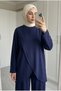 Women's Asymmetrical Double-Breasted Tunic Wide-Leg Pants Two-Piece Set - 2