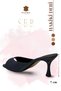 Genuine Leather Women's Slippers - 7 cm Heeled Genuine Leather Women's Slippers Navy Blue - 4