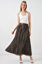 Women's Belted Patterned Skirt 8074 - Smoked - 2