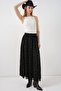 Women's Patterned Lined Skirt 8075 - Black - 2