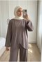 Women's Asymmetrical Double-Breasted Tunic Wide-Leg Pants Two-Piece Set