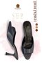 Genuine Leather Women's Slippers - 7 cm Heeled Genuine Leather Women's Slippers Navy Blue - 3