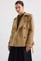 Short Trench Coat with Epaulettes and Cape Detail, Water-Repellent Feature Kamel 6910 - 2