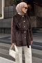 Buttoned Front Fox Fur Coat 50719 - Brown