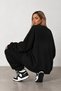 Women's Oversize Sweatshirt Dress Bad Club Black – Crew Neck, 3 Thread Raster Fleece - 6