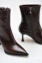 Women's Brown Pointed Toe Thin Heel Boots - 6