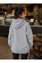 Gray Hooded Sweatshirt Black Ribbon - 2