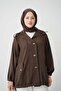 Women's Oversized Jacket with Drawstring Sleeves and Pockets - 7