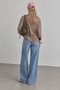 Blue Brown Striped Crew Neck Oversize Sweatshirt |   Mkw2711653-1 - 5