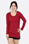 Women's Burgundy Cotton Long Sleeve Bodysuit