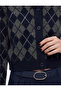 Buttoned, Stoned, Diamond Patterned Polo Collar Knitwear Cardigan - 4