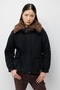 Women's Plush Collared Belted Coat Black