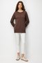 Women's Crew Neck Reverse Knit Knitwear Sweater Brown - 3