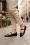Larin Women's Black Buckle Mary Jane Ballerina Flat Toe Casual Shoes