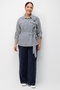 Women's Belted Patterned Shirt Navy Blue - 3