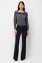 Women's High Waist Spanish Flare Pants Navy Blue - 2