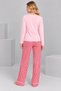 Women's Pink Cherry Printed Red Plaid Wide Leg Cotton Pajama Set - 4
