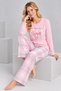 Women's Pink Paris Printed Plaid Wide Leg Cotton Pajama Set