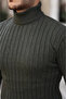 Men's Turtleneck Full-Throated Thick Ribbed Regular Fit Knitwear Sweater - Smoked - 2