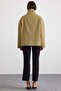 High Collar Oversized Slim Checkered Trench Coat Oil Green 6922 - 8