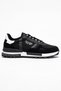 Men's Stitched Hook-And-Loop Leather Sports Shoes Black White - 2