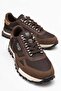 Men's Stitched Hook-And-Loop Leather Sports Shoes Brown