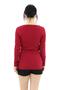 Women's Burgundy Cotton Long Sleeve Bodysuit - 4