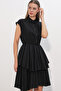 Women's Zero Sleeve Fold Dress 2622 - Black - 2