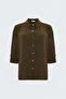 Striped Shirt with Folded Sleeves - Milk Coffee - 2