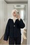 Women's Cashmere Felt Textured Furry V-Neck Single Button Short Jacket with Pockets - 2
