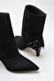 Women's Black Pointed Toe Thin Heel Boots - 2