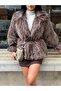Imported Fabric, Lined Premium Fur Coat with Sleeves and Belted Leather Belt Included - 2