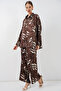 Women's Long Jacket and Top Two-Piece Set 30089 - Brown - 2