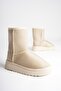 Women's Beige Suede 5cm Thick Heeled Winter Casual Boots with Fur Inside - 6