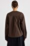 Crew Neck Casual Blouse Brown 9832 - 7