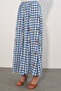 Women's Square Patterned Long Skirt 8065 - Blue - 3