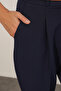 Women's Belted Fabric Trousers 30136 - Navy Blue - 4
