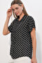 3711 Women's Polka Dot Half Sleeve Shirt - A.Black - 2