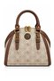 Large Size Patterned and Embossed Logo Detailed Long Strap Stylish Design Women's Hand and Shoulder Bag Khaki