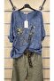 Italian Blouse with Gilded Printed Bicycle Pattern and Six Laces