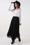 Women's Patterned Lined Skirt 8059 - Black - 3