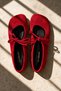 Pure Red Women's Genuine Leather Suede Mary Jane Ballerina Lace-Up Shoes - 3