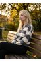 Women's Polo Collar Striped Knitwear Sweater Soft Textured Oversize Flowy College Style Sweater - 3