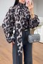 Leopard Chiffon Blouse with Neck Detail - 4