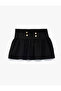 Buttoned Pleated Regular Cut Above Knee Skirt
