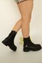 7020 Eren Shoes&Bag Genuine Leather Zippered Back Rubber Detailed Thick Heeled Women's Daily Comfortable Boots Real Leather Black - 5