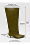 Oil Green Skin (Veray) XL Oversize Thick Calf 5 cm Mini Heel Boots - 5