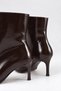 Women's Brown Patent Leather Thin Heel Pointed Toe Ankle Boots - 4