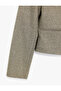 Pleated Back, Stand Collar, Pocketed, Metal Buttoned Blazer Jacket - 3